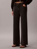 Black Cotton Terry Wide Leg Trousers  Women
