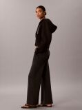 Black Cotton Terry Wide Leg Trousers  Women