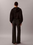 Black Cotton Terry Wide Leg Trousers  Women