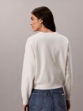 White Textured Knit Monogram Jumper  Women