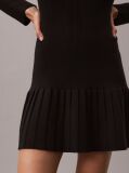 Black Ribbed Cotton Flared Mini Dress  Women