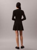 Black Ribbed Cotton Flared Mini Dress  Women