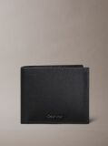 Black Saffiano Leather Bifold Wallet with Coin Pouch  Men