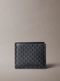 Black Allover Emblem Logo Bifold Wallet with Coin Pouch  Men