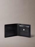 Black Allover Emblem Logo Bifold Wallet with Coin Pouch  Men