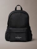 Black Monogram Logo Backpack  Men