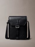 Black Cargo Flap Reporter Bag  Men