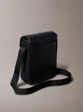 Black Cargo Flap Reporter Bag  Men