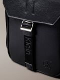 Black Cargo Flap Reporter Bag  Men
