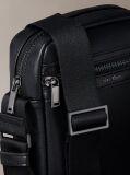 Black Textured Zip Reporter Bag  Men
