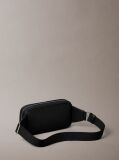 Black Perforated Faux Leather Bum Bag  Men