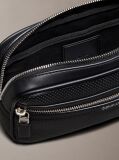 Black Perforated Faux Leather Bum Bag  Men