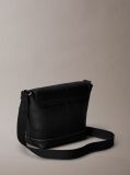 Black Pebbled Signature Logo Messenger Bag  Men