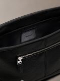 Black Pebbled Signature Logo Messenger Bag  Men