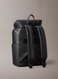 Black Water-Repellent Flap Backpack  Men