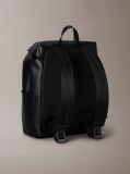 Black Emblem Logo Saffiano Flap Backpack  Men