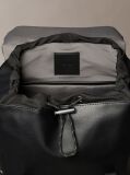 Black Emblem Logo Saffiano Flap Backpack  Men