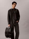 Black Pebbled Signature Logo Trolley Backpack  Men