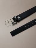 Black Full Grain Leather Logo Belt  Men