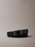 Black Tumbled Leather Belt  Men