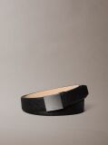 Black Leather Emblem Logo Plaque Buckle Belt  Men
