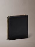 Black Faux Leather Zip Wallet and Key Fob Set  Women