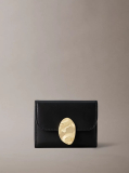 Black Leather RFID Trifold Cardholder  Women