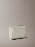 White Leather Medium Zip Wallet  Women