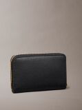 Black Foil Logo Square Zip Wallet  Women
