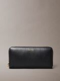 Black Leather Large Zip Wallet  Women