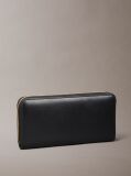 Black Leather Large Zip Wallet  Women