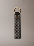 Black Allover Monogram Logo Key Fob  Women