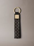 Black Allover Monogram Logo Key Fob  Women