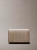 Beige Embossed Allover Monogram Trifold Cardholder  Women