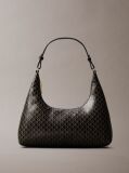 Black Allover Monogram Logo Shoulder Bag  Women