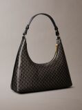 Black Allover Monogram Logo Shoulder Bag  Women