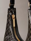 Black Allover Monogram Logo Shoulder Bag  Women
