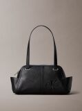 Black Embossed Monologo Shoulder Bag  Women