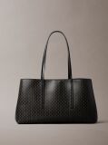 Black Allover Emblem Logo Tote Bag  Women