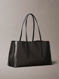 Black Allover Emblem Logo Tote Bag  Women