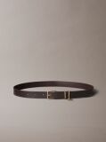 Brown Leather Signature Logo Charm Belt  Women