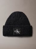 Black Plush Satin-Lined Beanie  Women