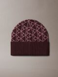 Red Allover Emblem Logo Wool Beanie  Women