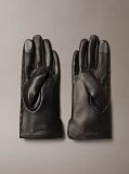 Black Soft Leather Touchscreen Logo Gloves  Women