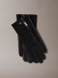 Black Suede and Leather Touchscreen Gloves  Women