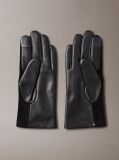 Black Suede and Leather Touchscreen Gloves  Women