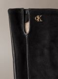 Black Suede and Leather Touchscreen Gloves  Women