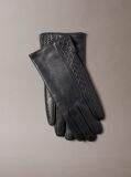 Black Soft Nappa Leather Emblem Logo Gloves  Women