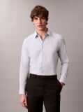 Blue Slim Stretch Button-Down Shirt  Men