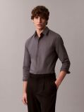 Grey Slim Stretch Button-Down Shirt  Men